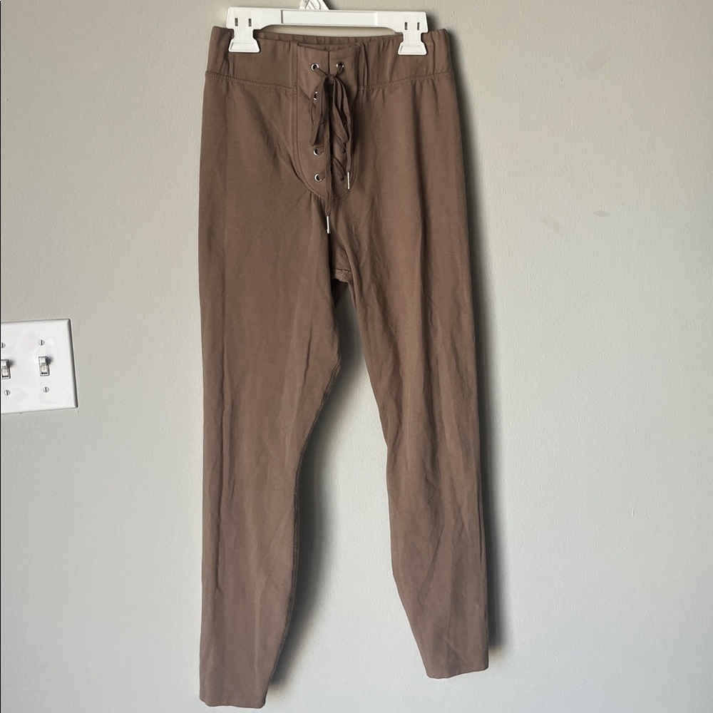 Good American Tan Lace-Up Leggings